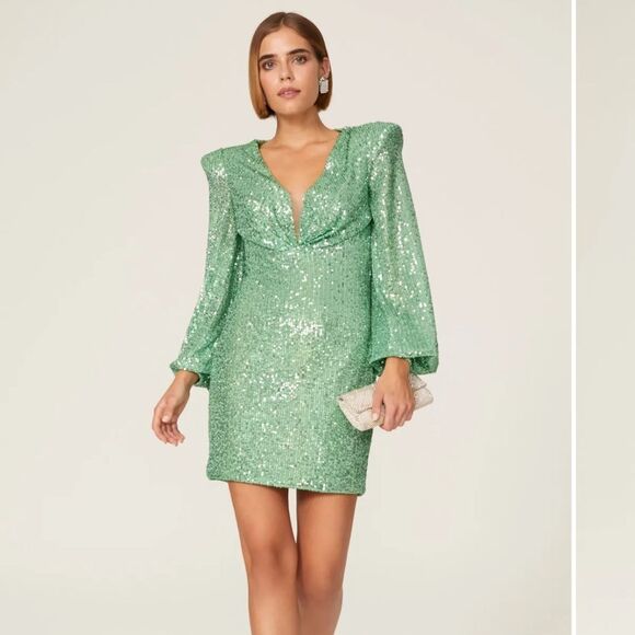 Ieena Mac Duggal Sequin Blouson Sleeve Dress - Picture 1 of 7